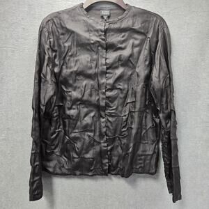 Eileen Fisher Black Silk Double Layer Tussah Jacket Size XS